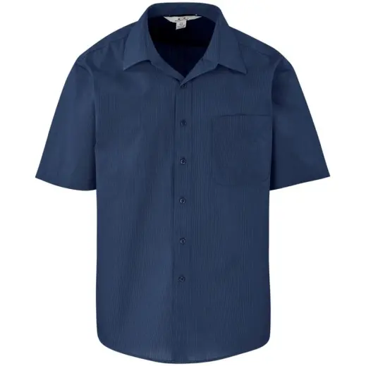 Mens Short Sleeve Micro Check Shirt Navy